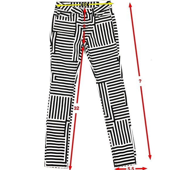 Kate Spade Saturday  White& Black Jeans SZ 25 - Picture 3 of 8